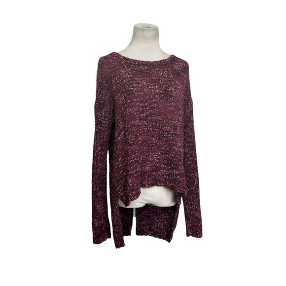 Target burgundy popcorn knit long sleeves high low sweater size Large - Picture 11 of 11
